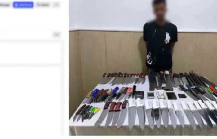 ضبط
      عامل
      يدير
      صفحة
      لبيع
      الأسلحة
      البيضاء..
      والتحفظ
      على
      87
      قطعة
      وسلاح
      ومخدرات