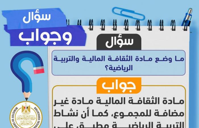 بالبلدي : سؤال
      وجواب..
      التعليم
      توضح
      آليات
      تطبيق
      البكالوريا
      المصرية
      ونظام
      الامتحانات
      وشهادة
      إتمام
      الثانوية
      العامة