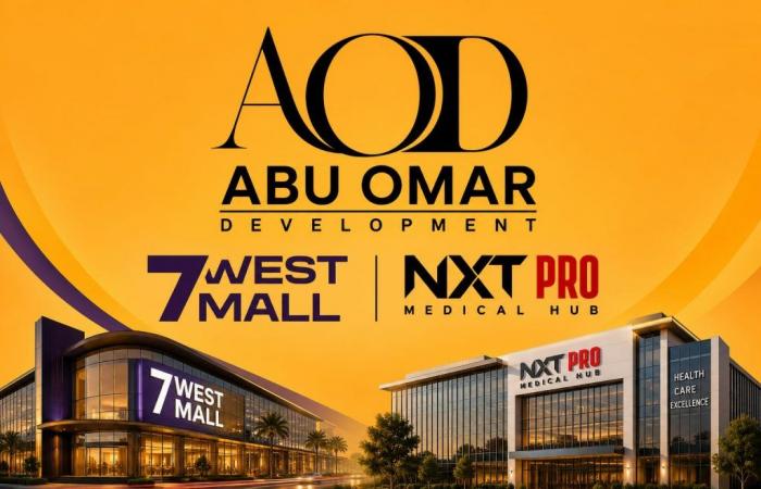 بالبلدي : شركة
      «AOD
      أبو
      عمر
      للتطوير
      العقاري»
      تستعد
      لطرح
      مشروع
      «7West»
      بالقاهرة
      الجديدة
      وتواصل
      نجاح
      «Nxt
      Medical
      Hub»
      بالمنيا
      الجديدة