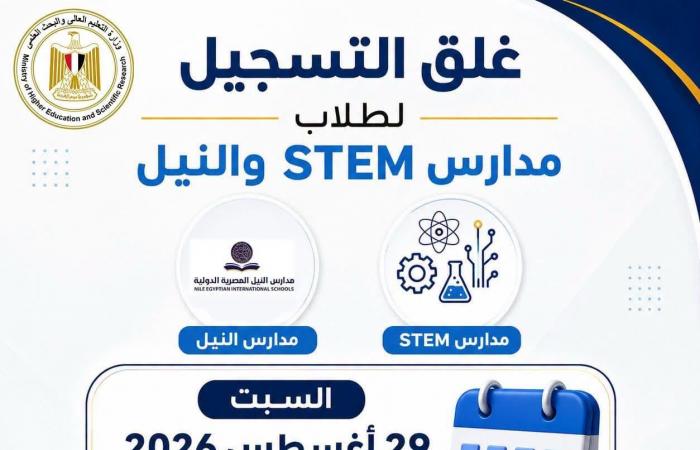 بالبلدي : التعليم
      العالي:
      إغلاق
      باب
      تسجيل
      الرغبات
      لطلاب
      مدارس
      STEM
      والنيل
      المصرية
      الدولية
      29
      أغسطس