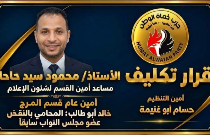بالبلدي : تكليف
      الصحفي
      محمود
      حاحا
      مساعدًا
      لأمين
      القسم
      لشؤون
      الإعلام
      بحزب
      حماة
      الوطن
      في
      المرج