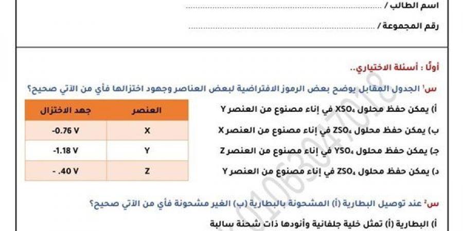 بالبلدي: راجع
      الكيمياء
      في
      ساعات..
      44
      سؤالًا
      متوقعًا
      مع
      الإجابات
      قبل
      امتحان
      الثانوية
      العامة