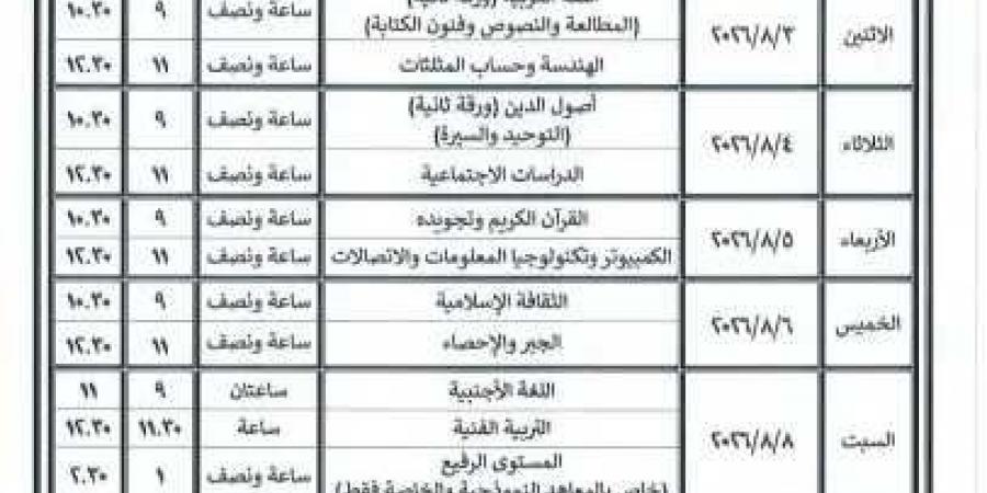 الأزهر
      يعلن
      جداول
      امتحانات
      الدور
      الثاني
      للنقل
      والشهادات..
      البداية
      18
      يوليو
      حتى
      8
      أغسطس