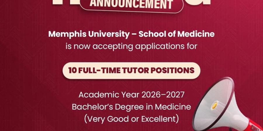 بالبلدي: جامعة
      ممفيس
      تعلن
      حاجتها
      إلى
      أعضاء
      هيئة
      التدريس
      من
      المعيدين..
      وظيفة
      جامعة